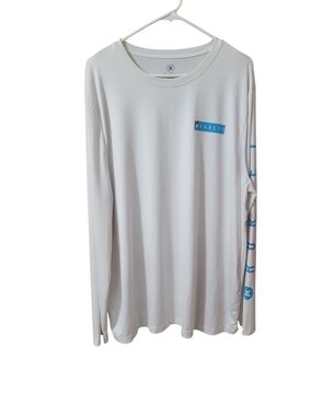 Hurley Men’s Long Sleeve Performance Shirt - White with Blue Logo